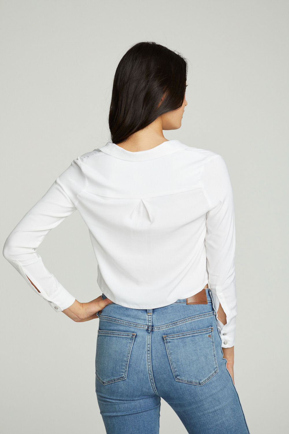 Cropped Long Sleeve Button Down Shirt WOMENS chaserbrand