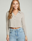 Cropped Long Sleeve Button Down Shirt WOMENS chaserbrand