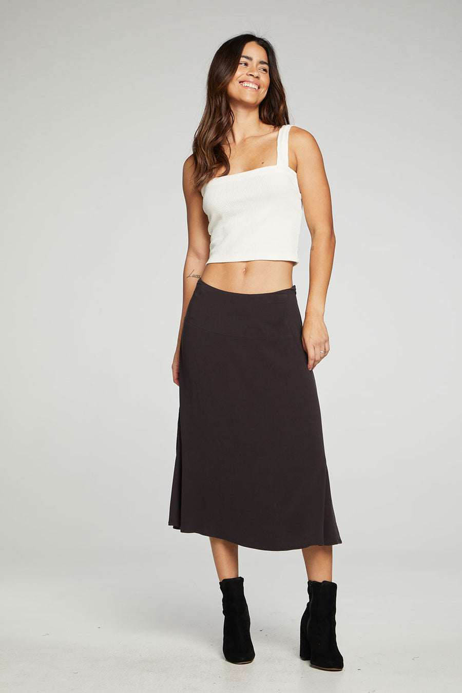 Flouncy Side Slit Midi Skirt WOMENS chaserbrand