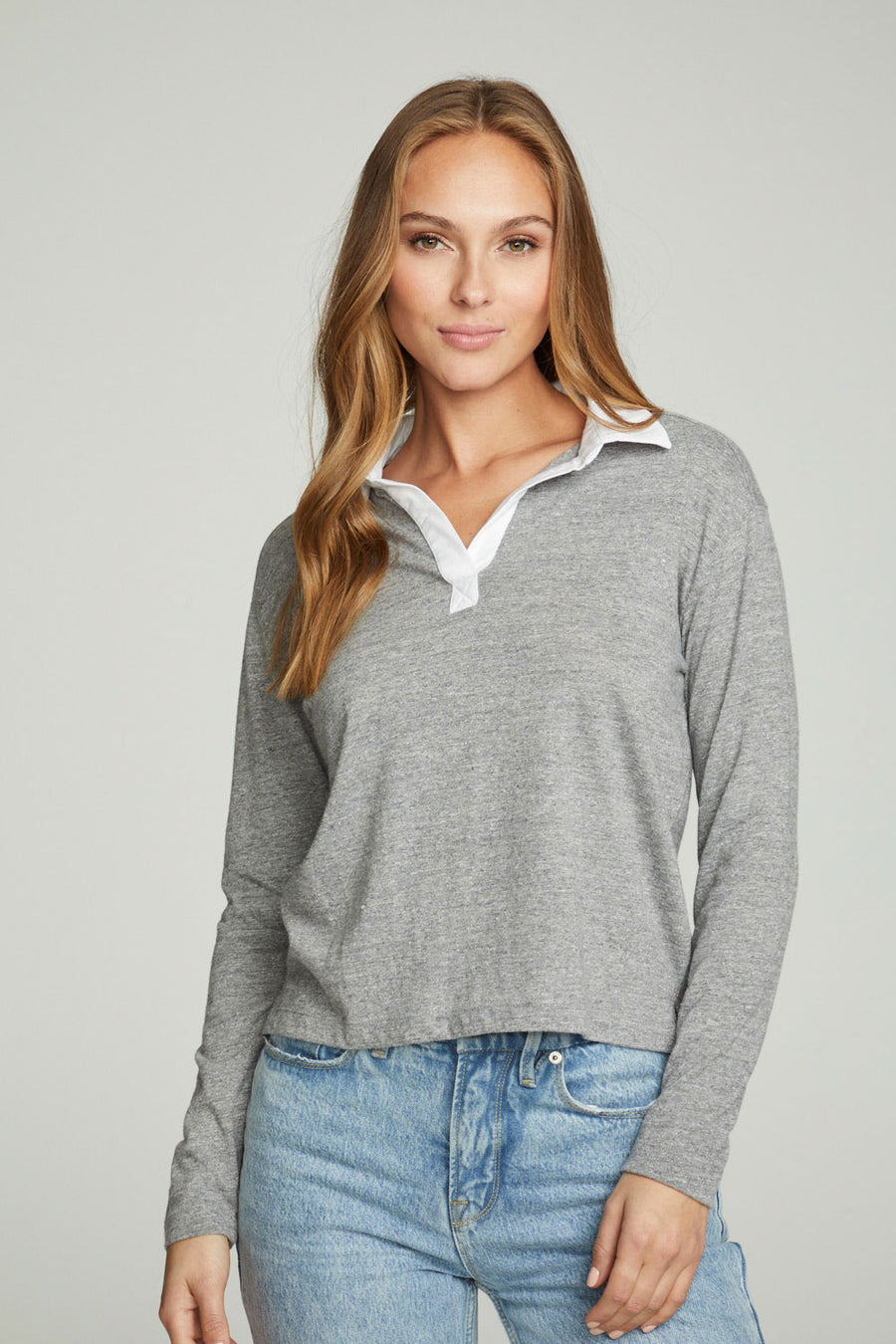 Semi Cropped Polo Boxy Short Sleeve Tee WOMENS chaserbrand