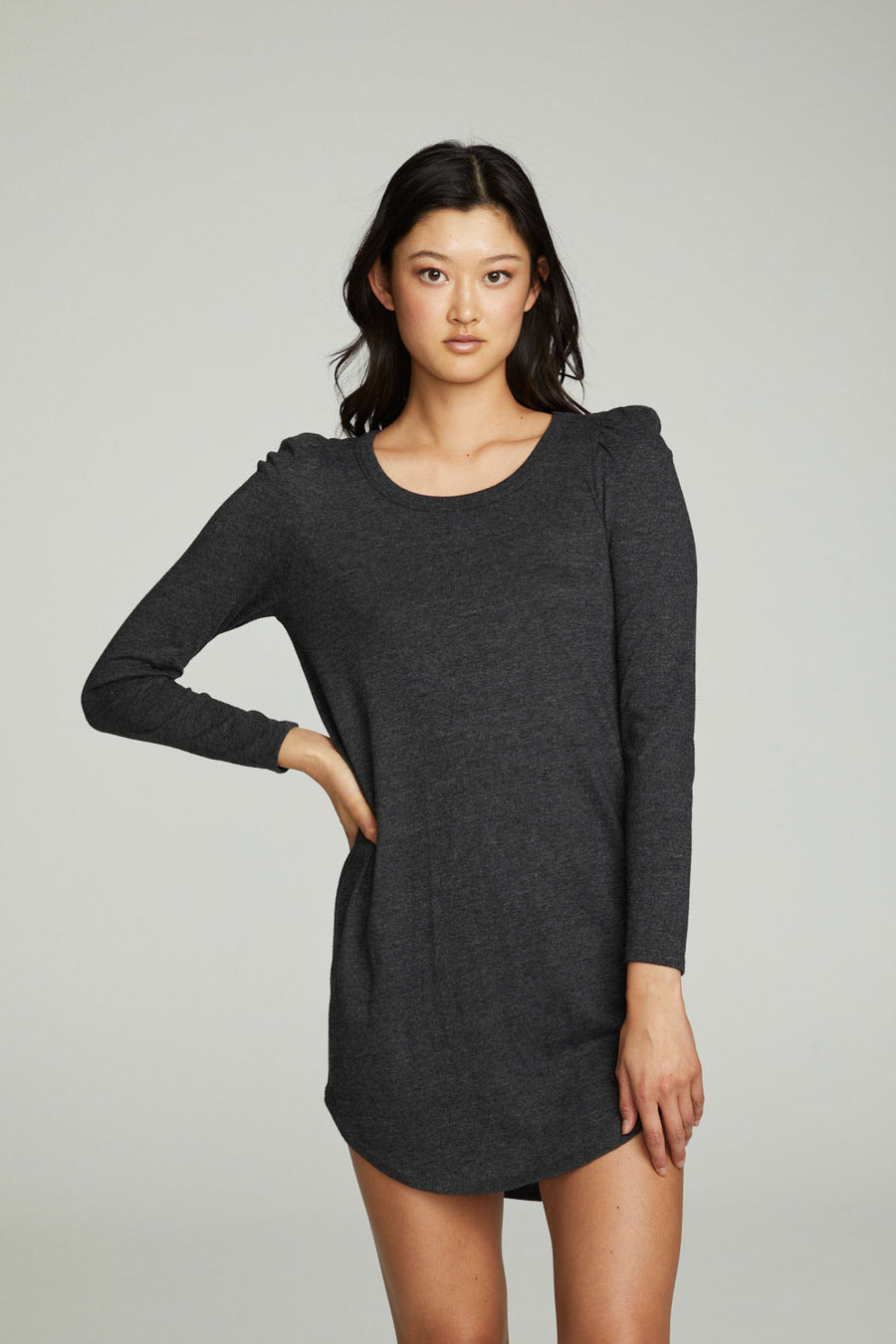 Puff Sleeve Shirttail Hi Lo Dress WOMENS chaserbrand