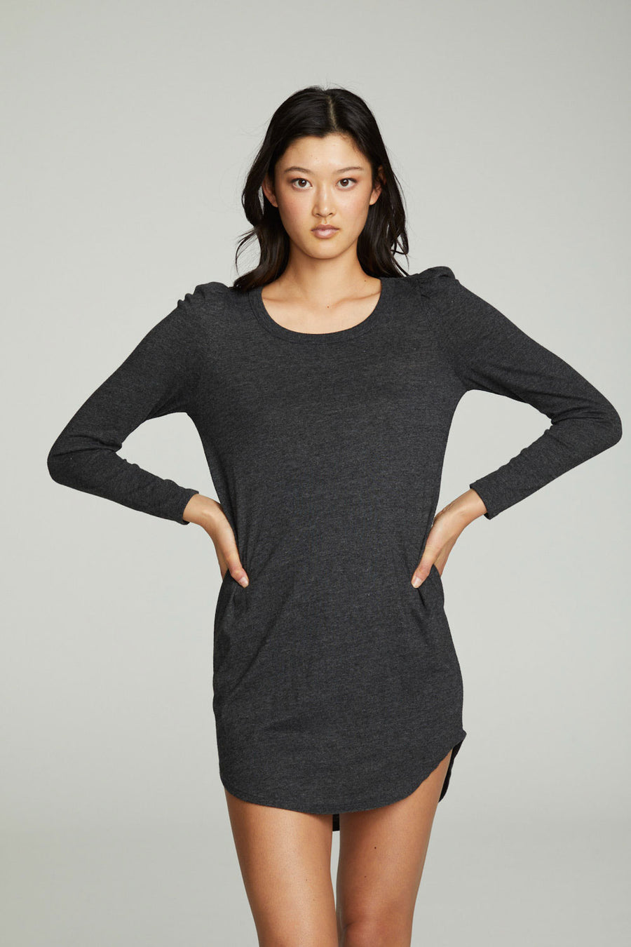 Puff Sleeve Shirttail Hi Lo Dress WOMENS chaserbrand