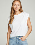 Shirred Muscle Tee With Twisted Roll Sleeve WOMENS chaserbrand