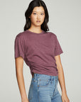 Short Sleeve Crew Neck Shirred Side Tee WOMENS chaserbrand
