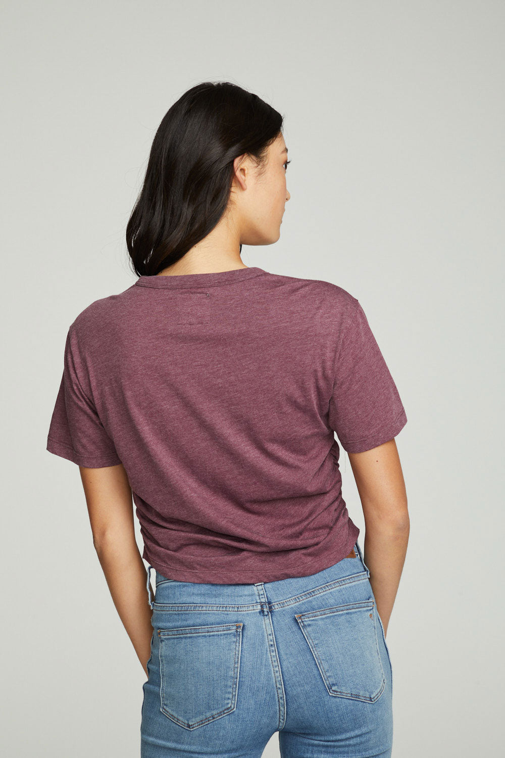 Short Sleeve Crew Neck Shirred Side Tee WOMENS chaserbrand