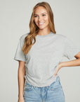 Short Sleeve Crew Neck Shirred Side Tee WOMENS chaserbrand