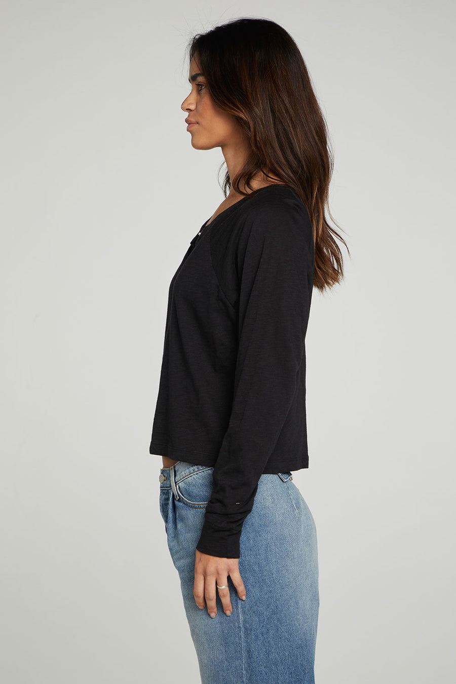 Long Sleeve Snap Front Raglan Tee WOMENS chaserbrand