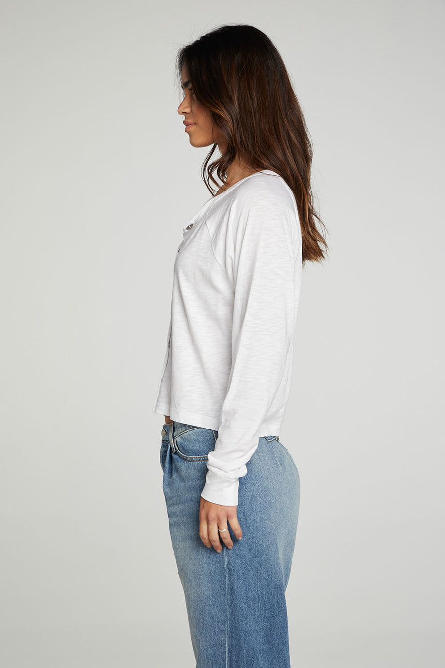 Long Sleeve Snap Front Raglan Tee WOMENS chaserbrand