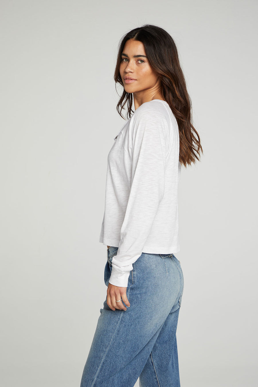Long Sleeve Snap Front Raglan Tee WOMENS chaserbrand