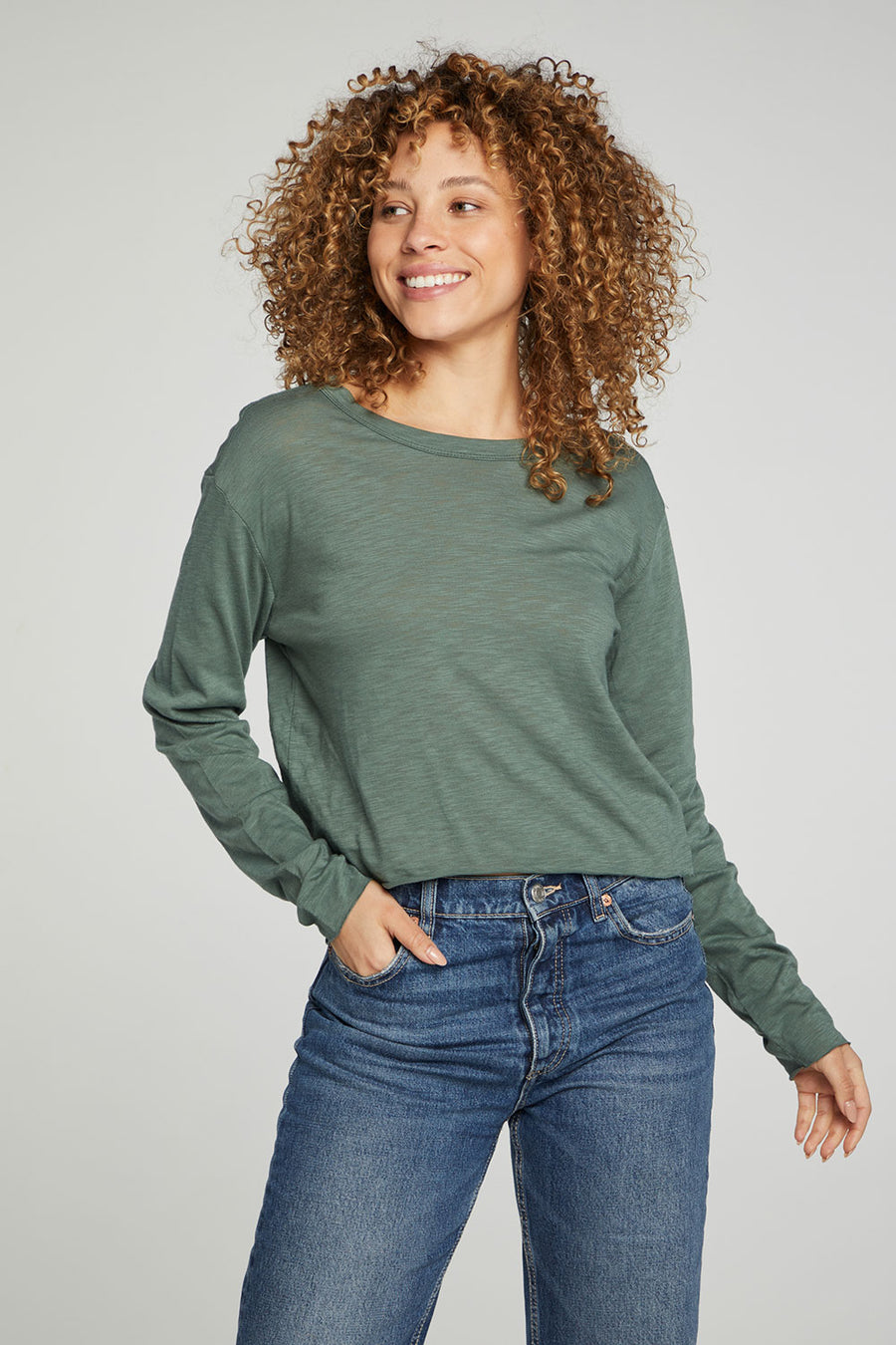 Long Sleeve Cropped Tee WOMENS chaserbrand