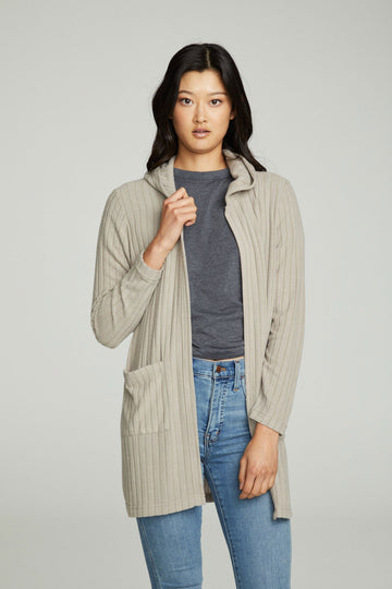 Hooded Open Duster Cardigan With Pockets WOMENS chaserbrand