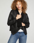 Faux Suede Shearling Reversible Long Sleeve Waterfall Neck Jacket WOMENS chaserbrand