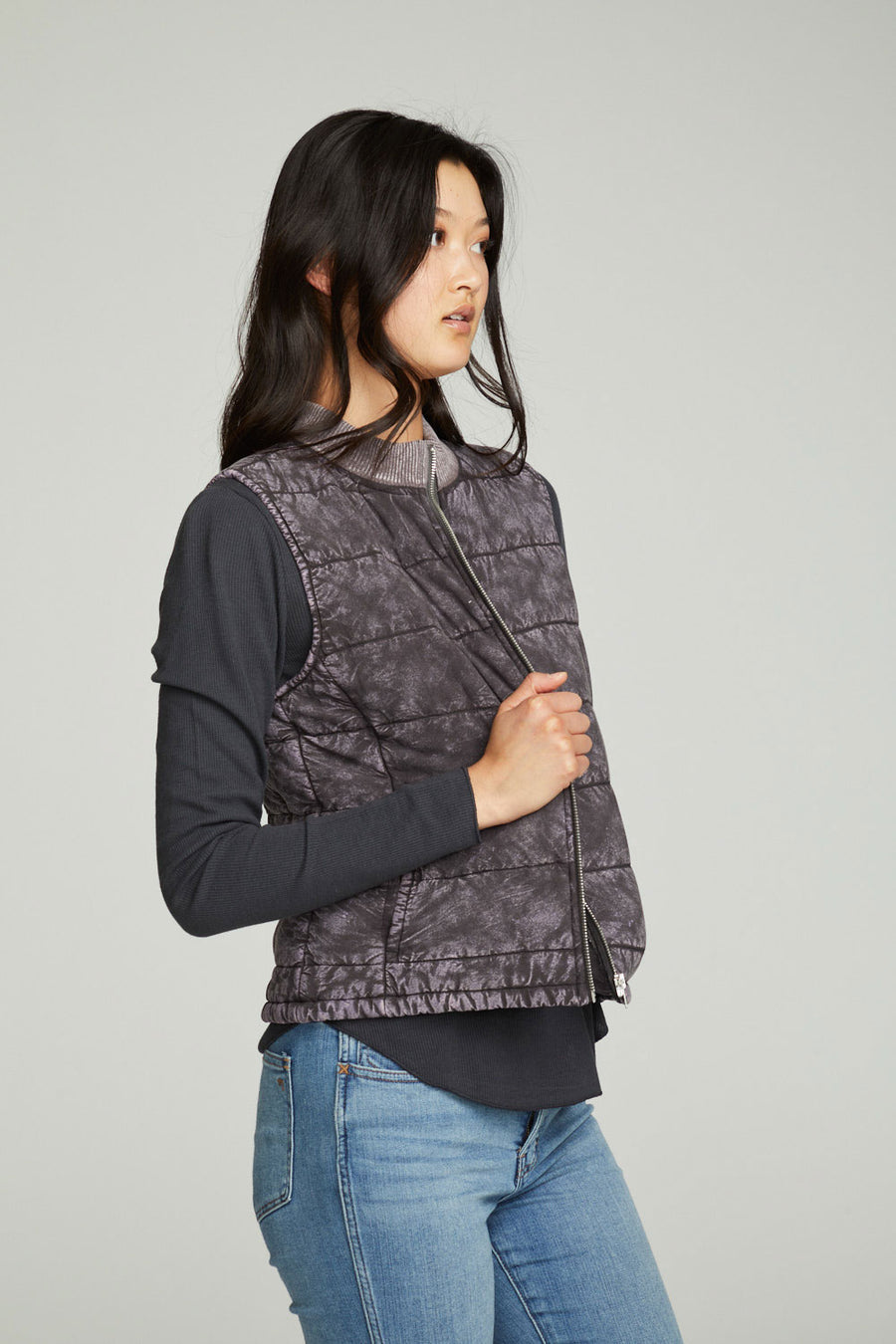 Quilted Mock Neck Puffer Vest WOMENS chaserbrand