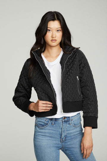 Cropped Hooded Jacket With Rib WOMENS chaserbrand
