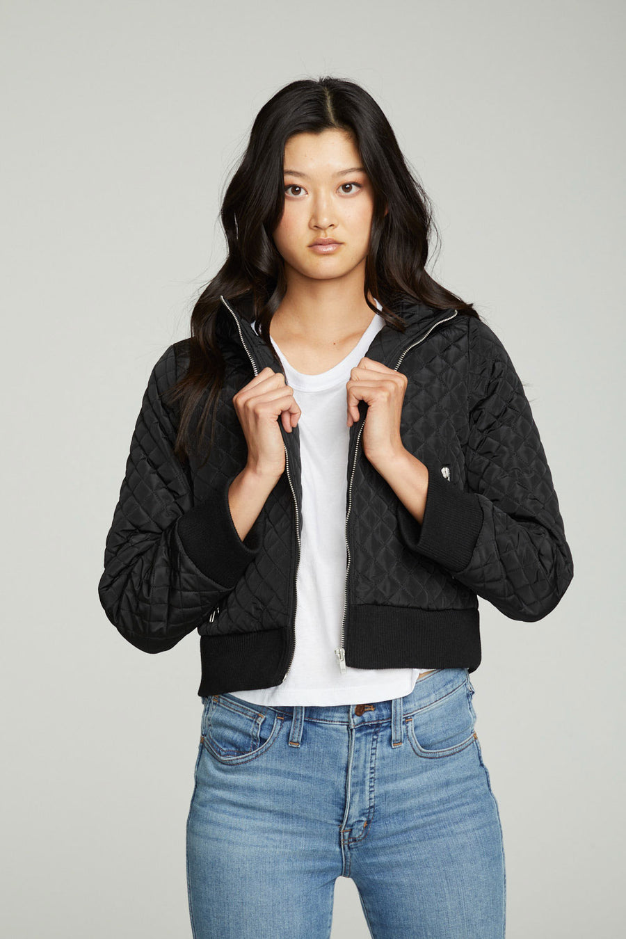 Cropped Hooded Jacket With Rib WOMENS chaserbrand