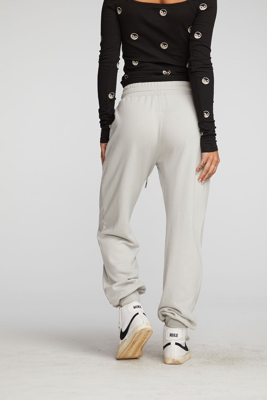 Cotton Fleece Joggers with Rib And Shoestring Tie Womens chaserbrand
