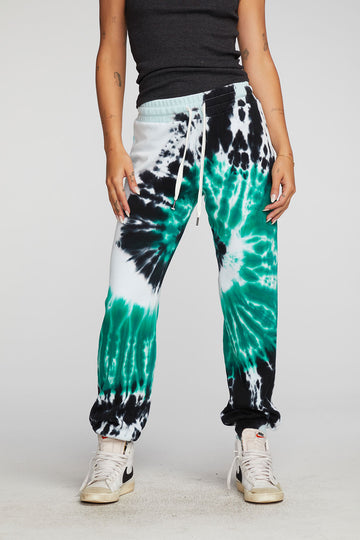 Cotton Fleece Joggers with Rib And Shoestring Tie Womens chaserbrand