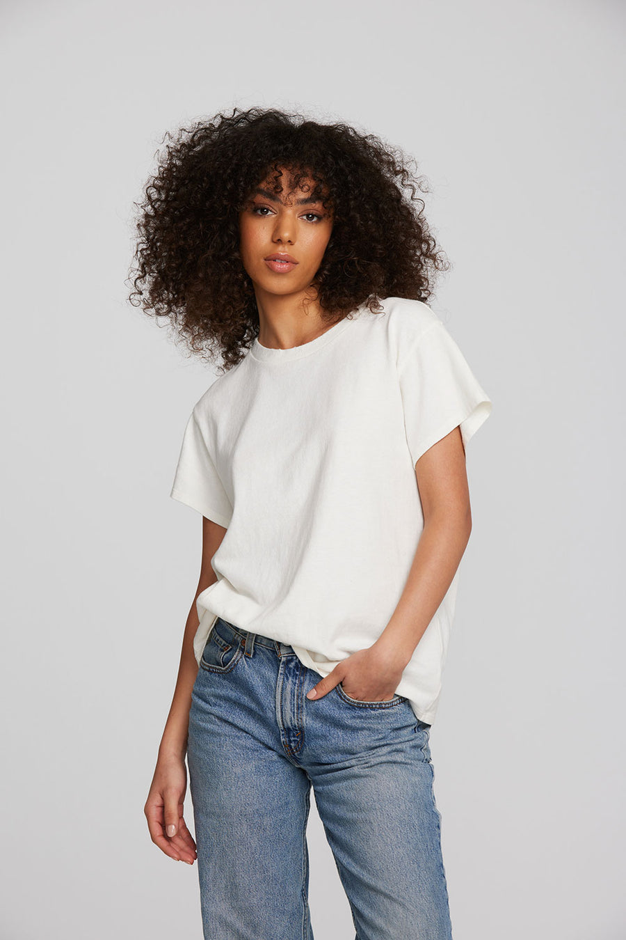 Coast Cotton Jersey Crewneck Tee with Rib Neckband Womens chaserbrand