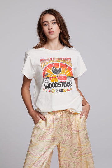 Woodstock Peace & Love & Music Tee WOMENS chaserbrand