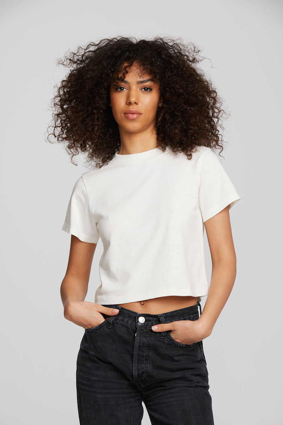Coast Cotton Jersey Mockneck Tee with Rib Womens chaserbrand