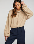 Poor Boy Rib Knit Cropped Pullover with Elastic Waist & Sleeve Womens chaserbrand