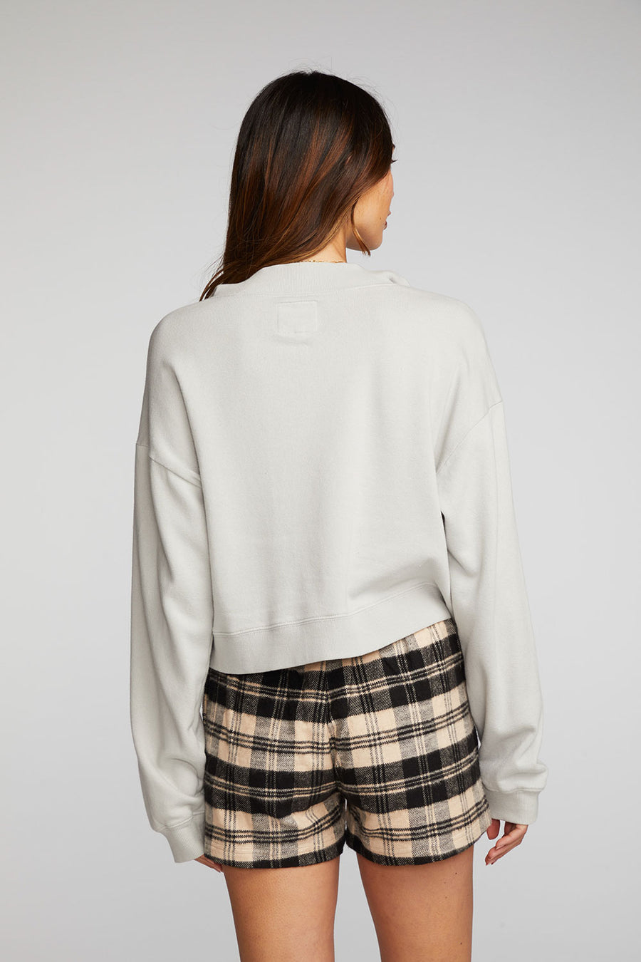 Cotton Fleece Half Zip Up Pullover with Rib Womens chaserbrand