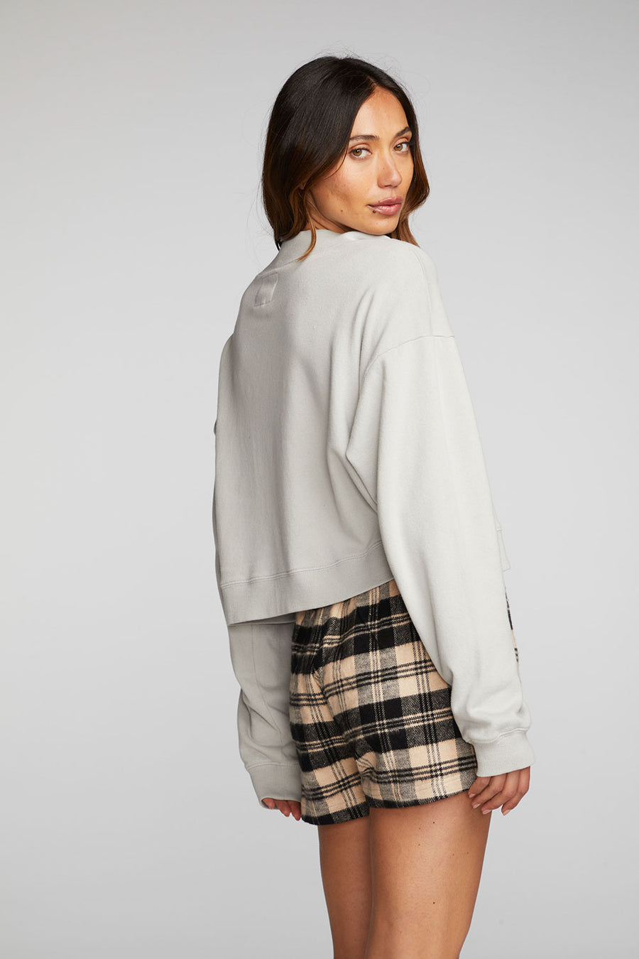Cotton Fleece Half Zip Up Pullover with Rib Womens chaserbrand