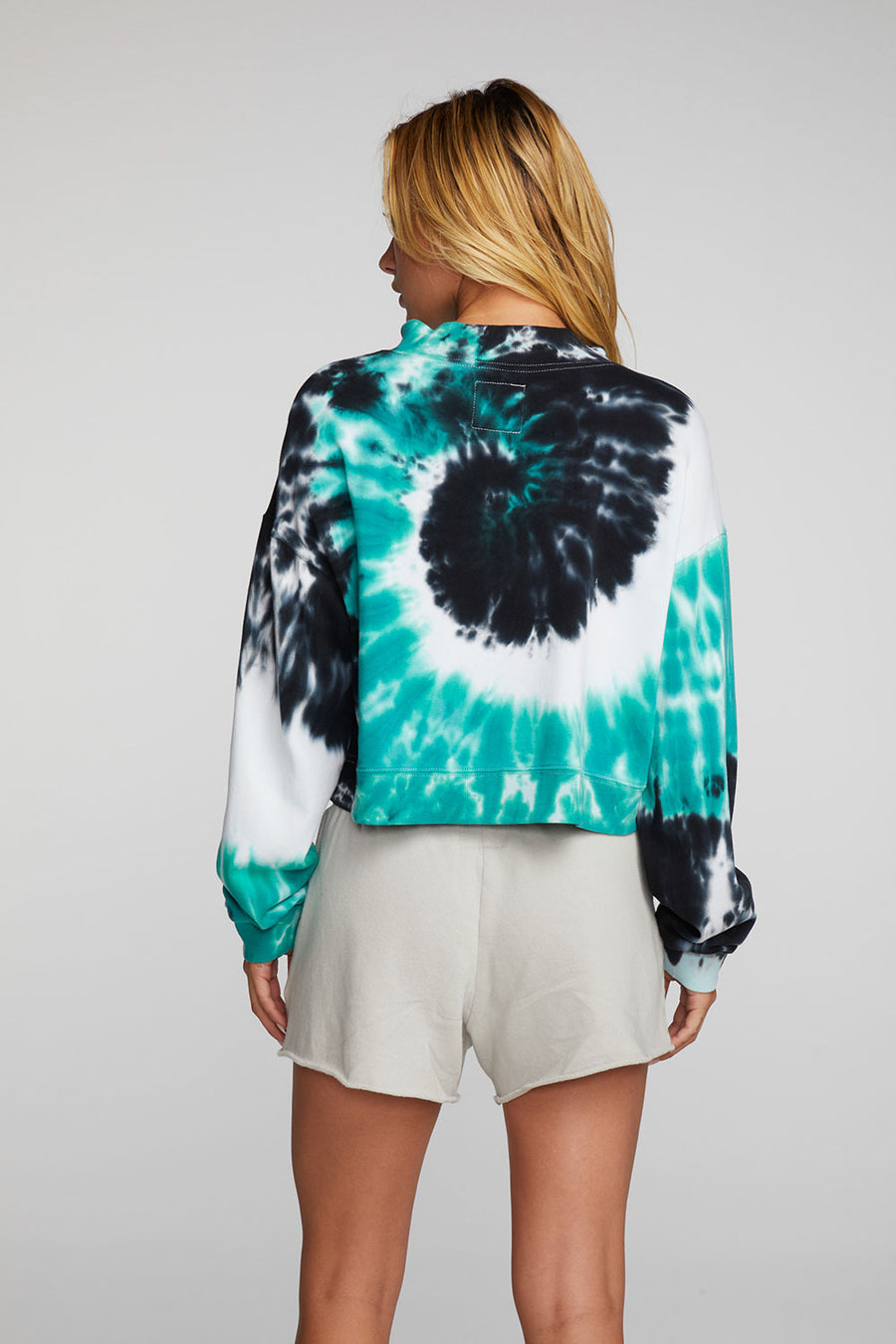 Cotton Fleece Half Zip Up Pullover with Rib Womens chaserbrand