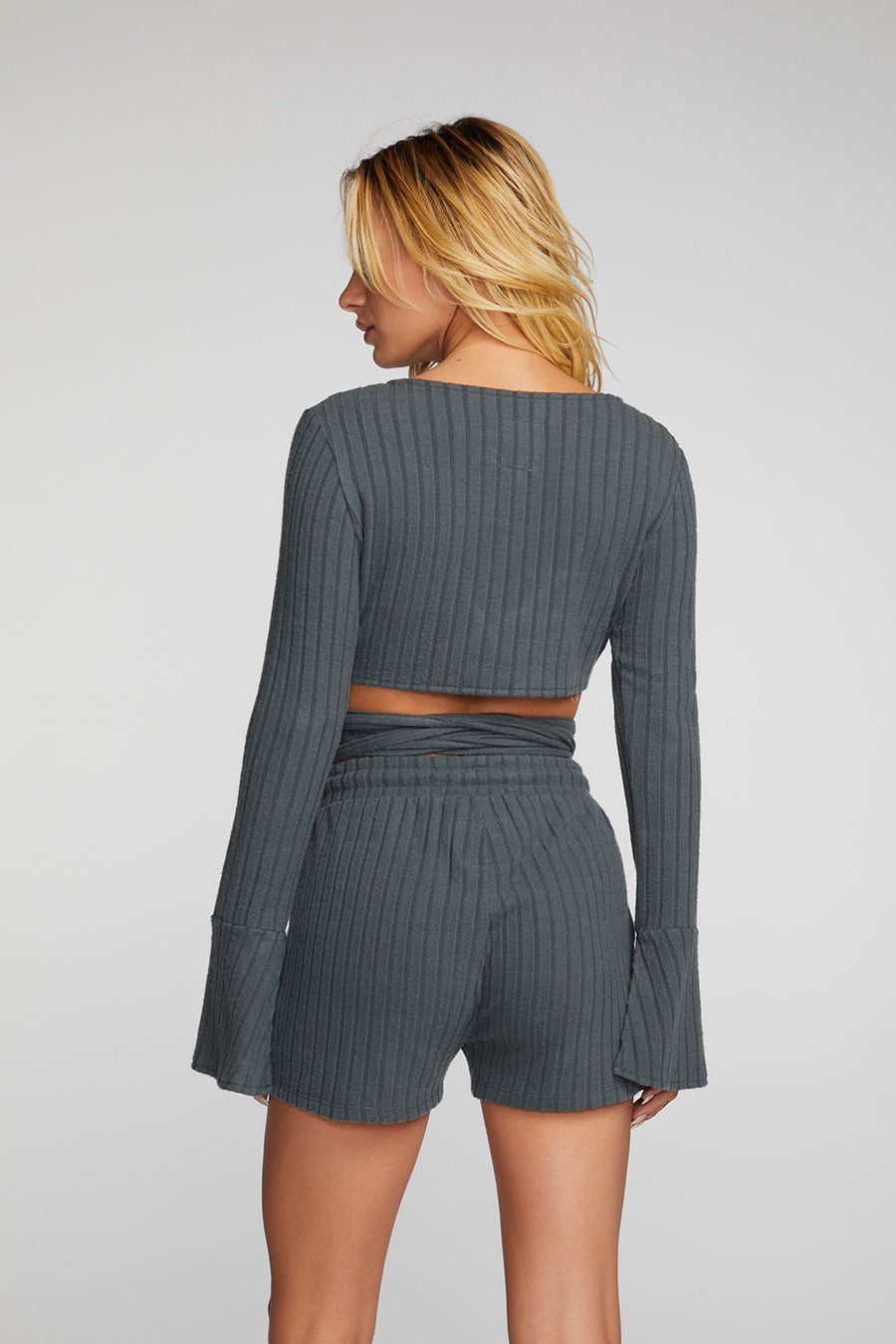 Poor Boy Rib Long Sleeve Wrap Top Womens chaserbrand