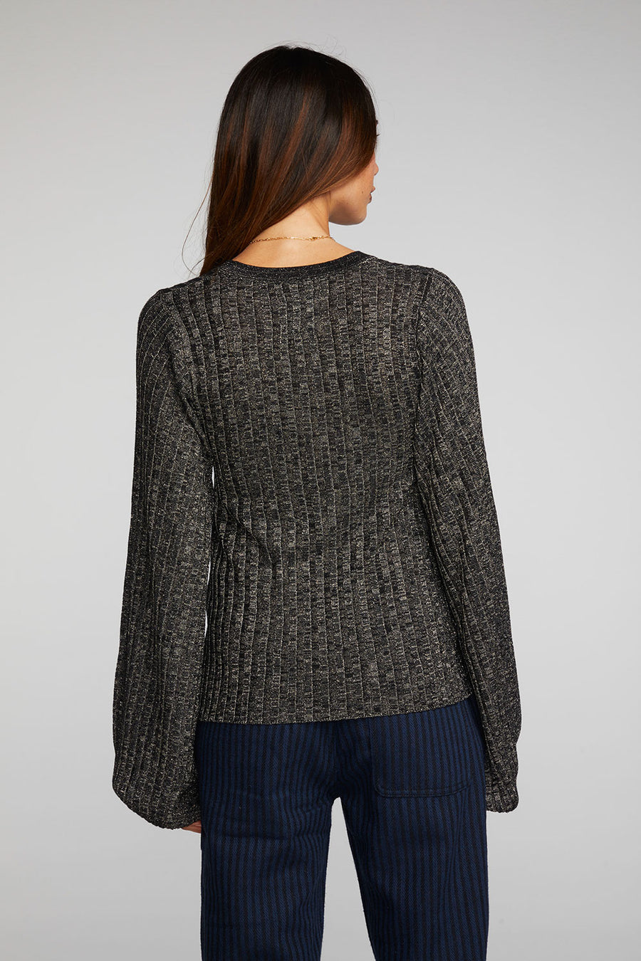 Lurex Rib Knit Long Sleeve Tunic Womens chaserbrand