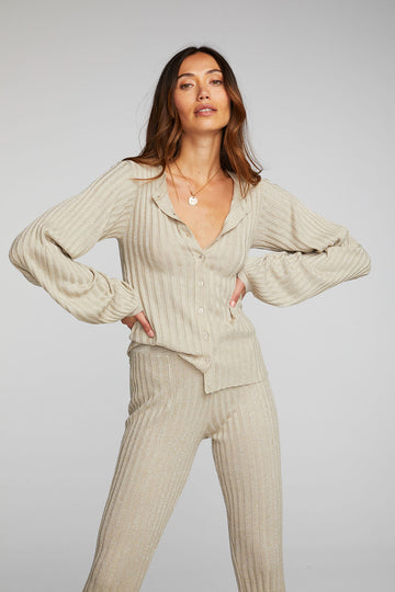 Lurex Rib Knit Long Sleeve Tunic Womens chaserbrand