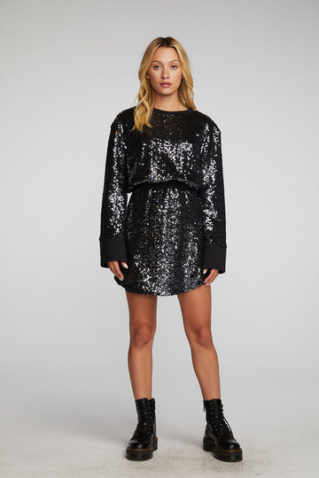 Mini Dress with Wide Sleeves Womens chaserbrand