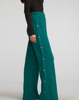 Cotton Fleece Wide Leg Joggers with Button Sideseam Womens chaserbrand