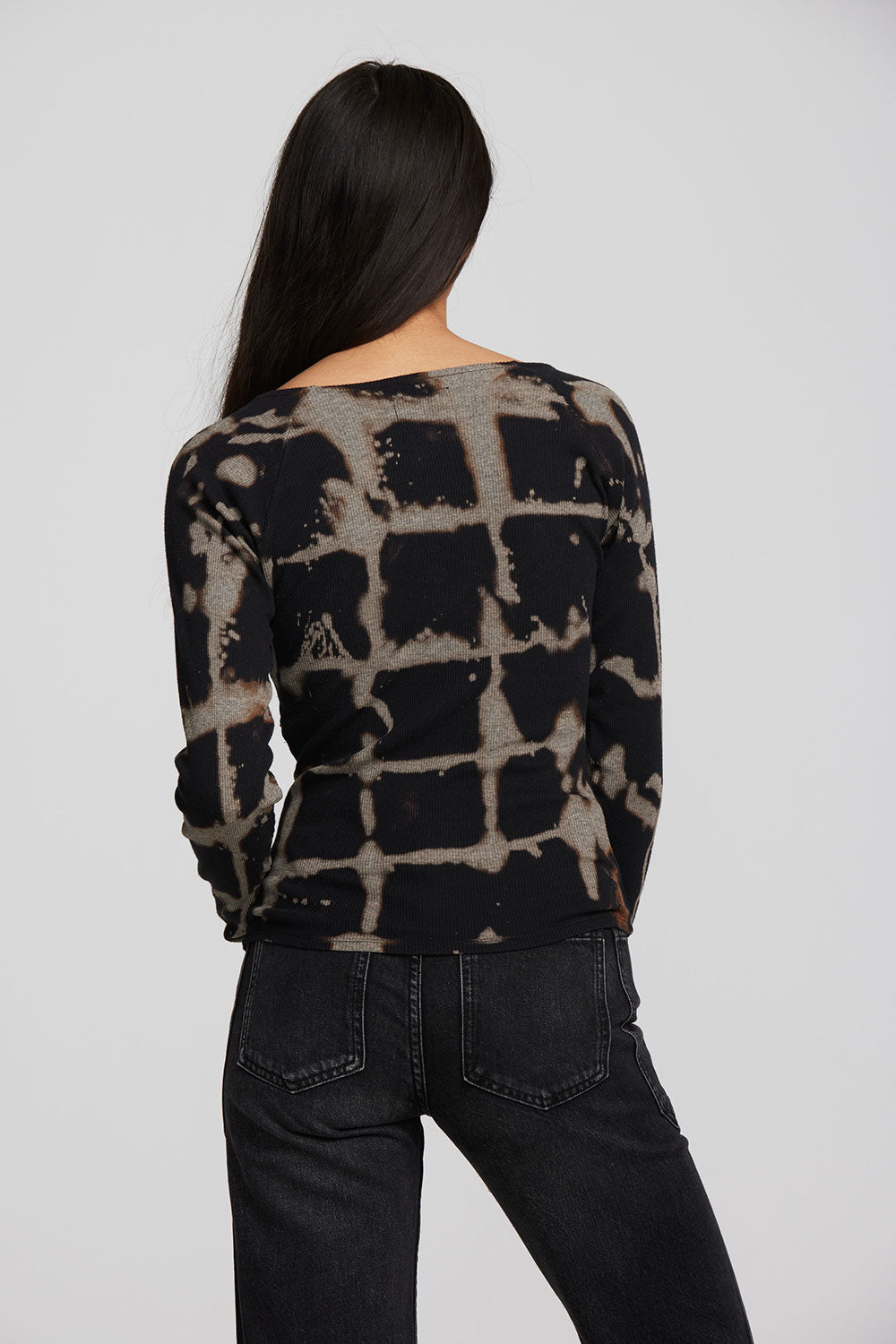 Recycled Vintage Rib Long Sleeve Top with Twist Detail Womens chaserbrand