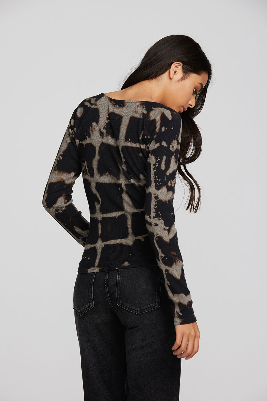 Recycled Vintage Rib Long Sleeve Top with Twist Detail Womens chaserbrand