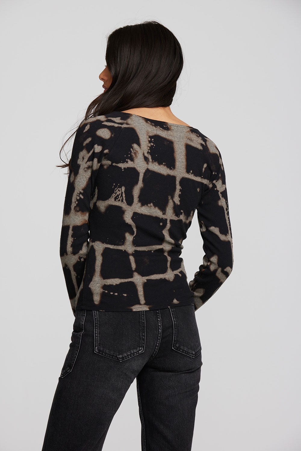 Recycled Vintage Rib Long Sleeve Top with Twist Detail Womens chaserbrand