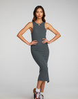 Poor Boy Rib Midi Dress with Side Slit Womens chaserbrand