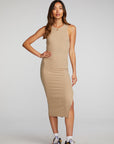 Poor Boy Rib Midi Dress with Side Slit Womens chaserbrand