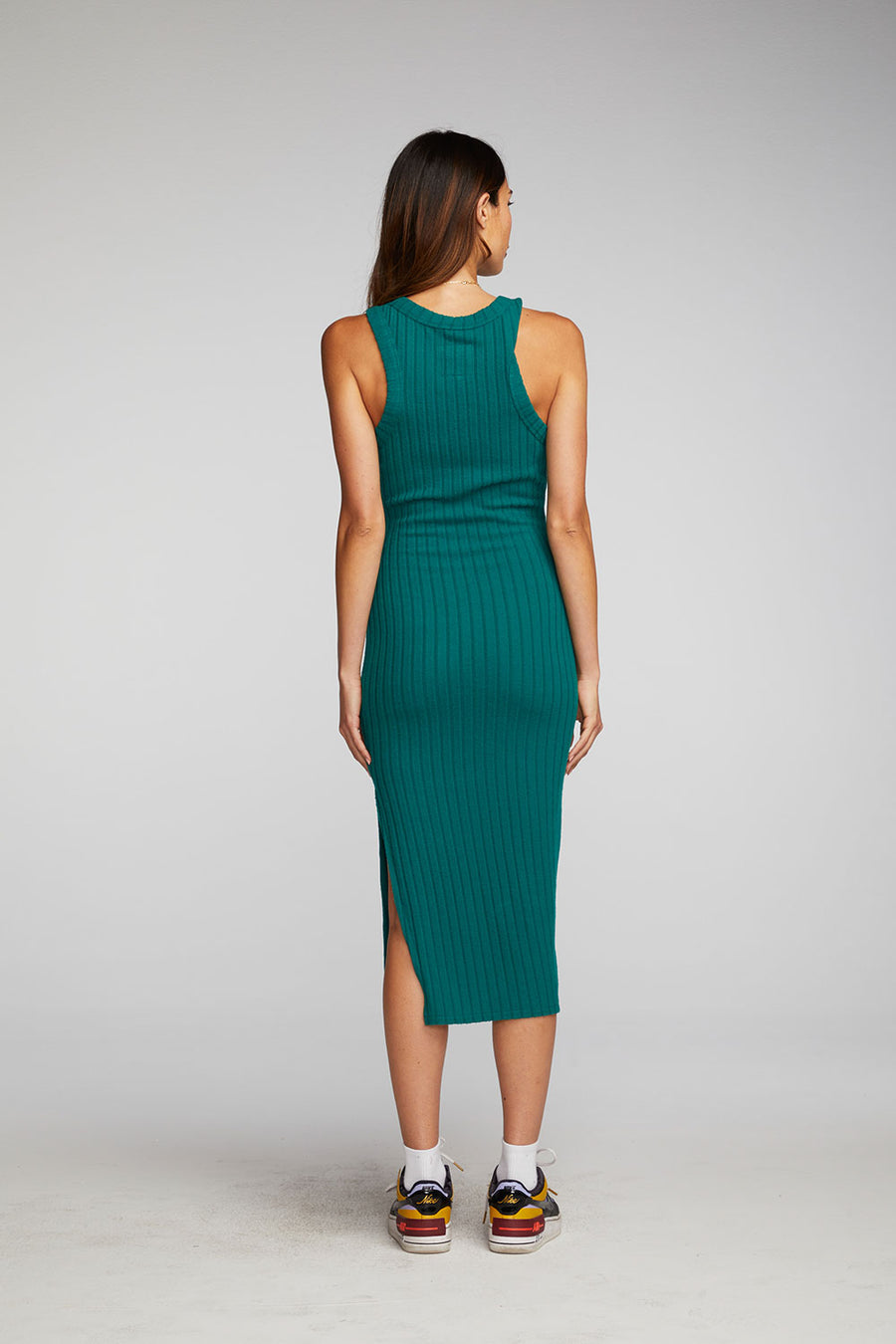 Poor Boy Rib Midi Dress with Side Slit Womens chaserbrand