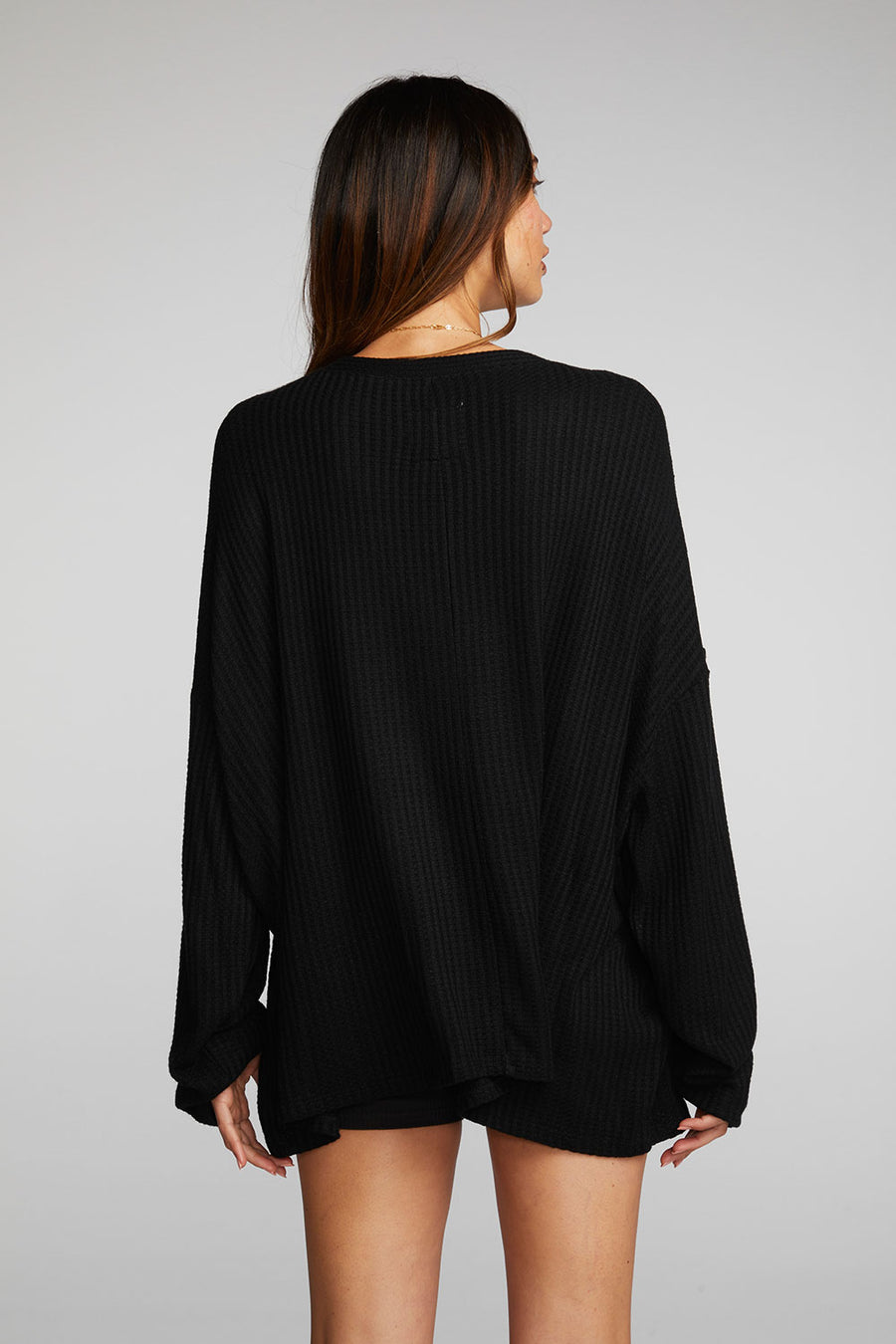 Thermal Waffle Long Sleeve Button Down Womens chaserbrand