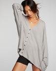 Thermal Waffle Long Sleeve Button Down Womens chaserbrand