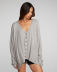 Thermal Waffle Long Sleeve Button Down Womens chaserbrand