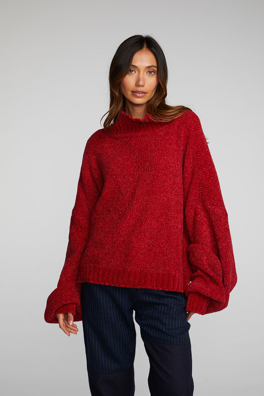Chenille Sweater Knit Turtleneck Womens chaserbrand