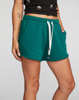 Cotton Fleece Shorts with Shoestring Tie Womens chaserbrand