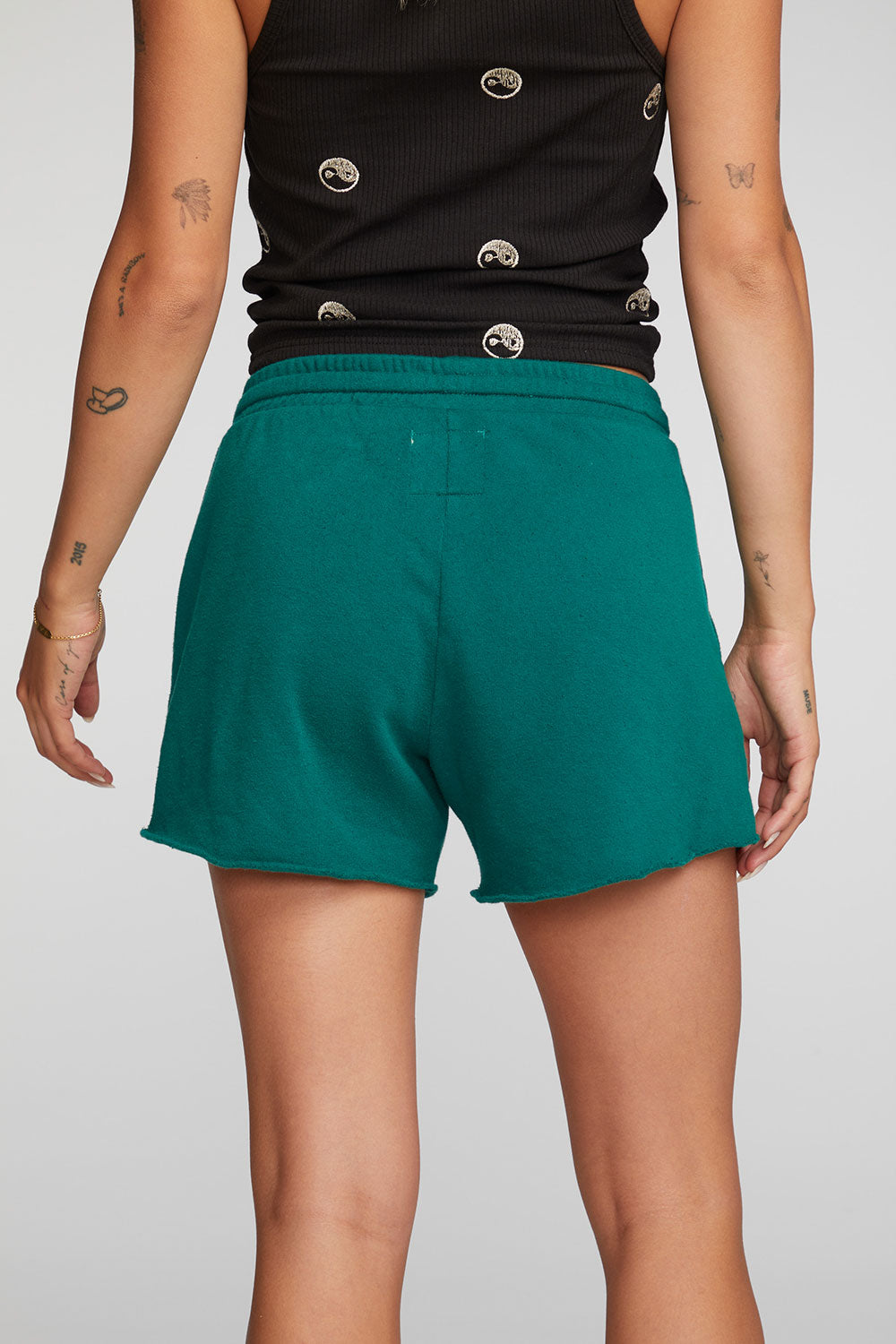 Cotton Fleece Shorts with Shoestring Tie Womens chaserbrand