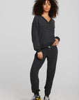 Recycled Bliss Knit Joggers with Rib Detail and Shoestring Tie Womens chaserbrand