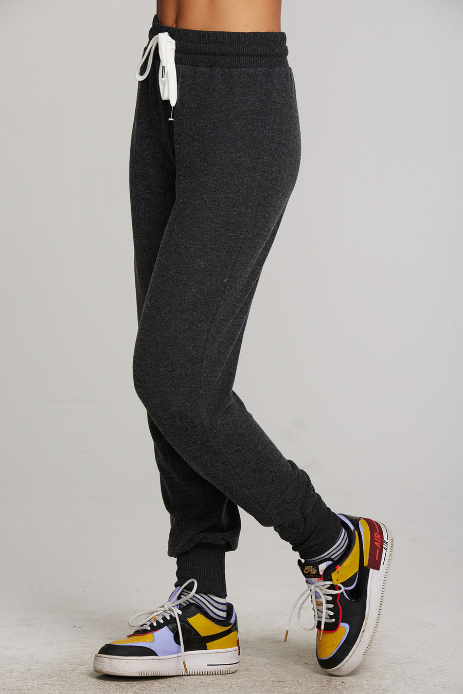 Recycled Bliss Knit Joggers with Rib Detail and Shoestring Tie Womens chaserbrand