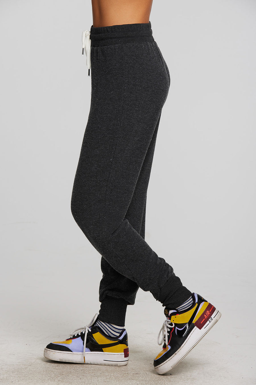 Recycled Bliss Knit Joggers with Rib Detail and Shoestring Tie Womens chaserbrand