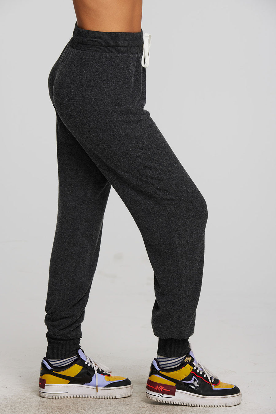 Recycled Bliss Knit Joggers with Rib Detail and Shoestring Tie Womens chaserbrand