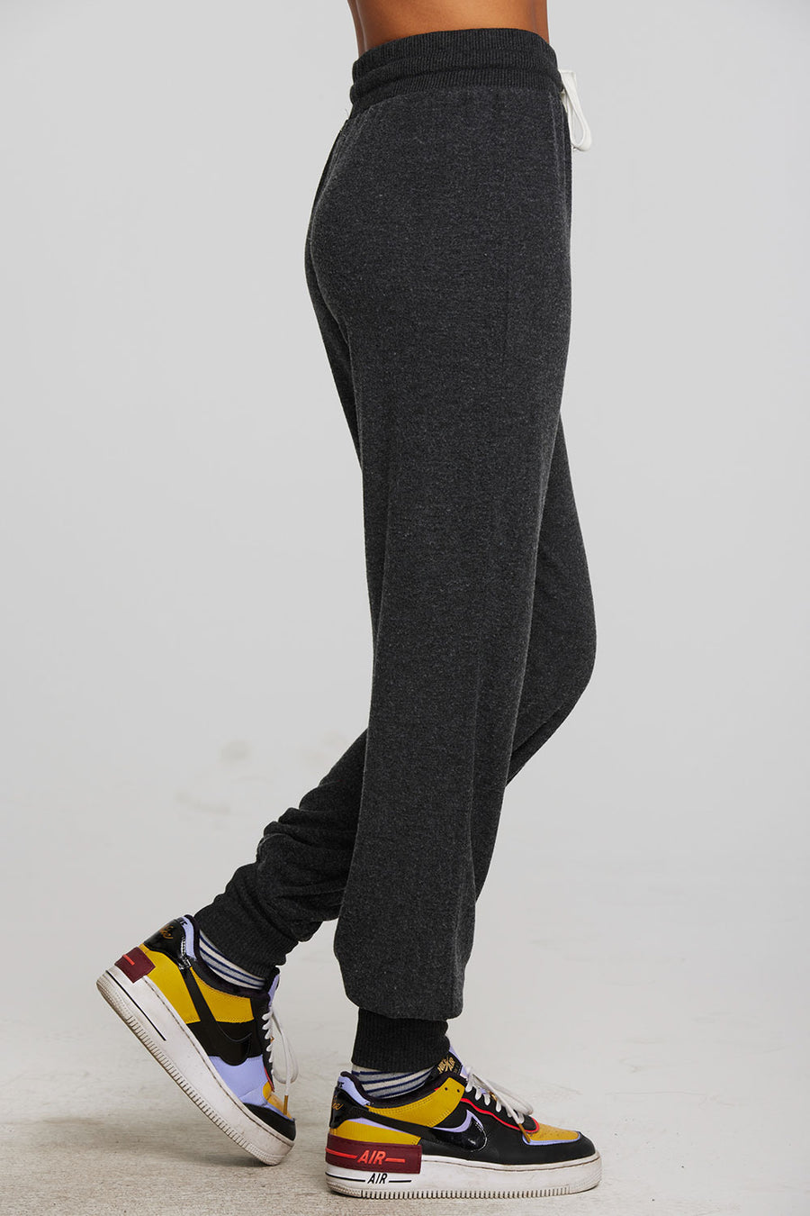 Recycled Bliss Knit Joggers with Rib Detail and Shoestring Tie Womens chaserbrand